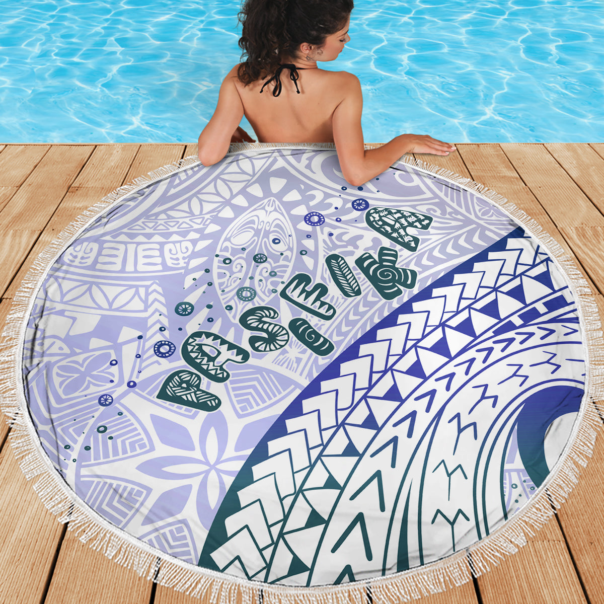 Pasifika Festival Beach Blanket Tribal Pattern Violet Version LT01 - Polynesian Pride