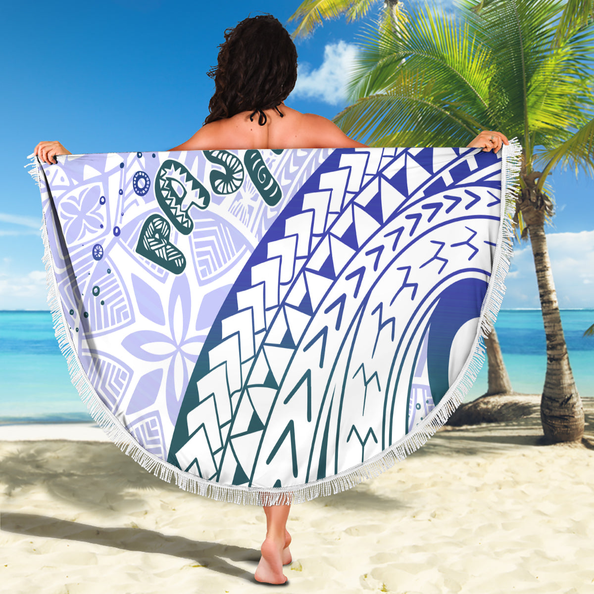 Pasifika Festival Beach Blanket Tribal Pattern Violet Version LT01 - Polynesian Pride