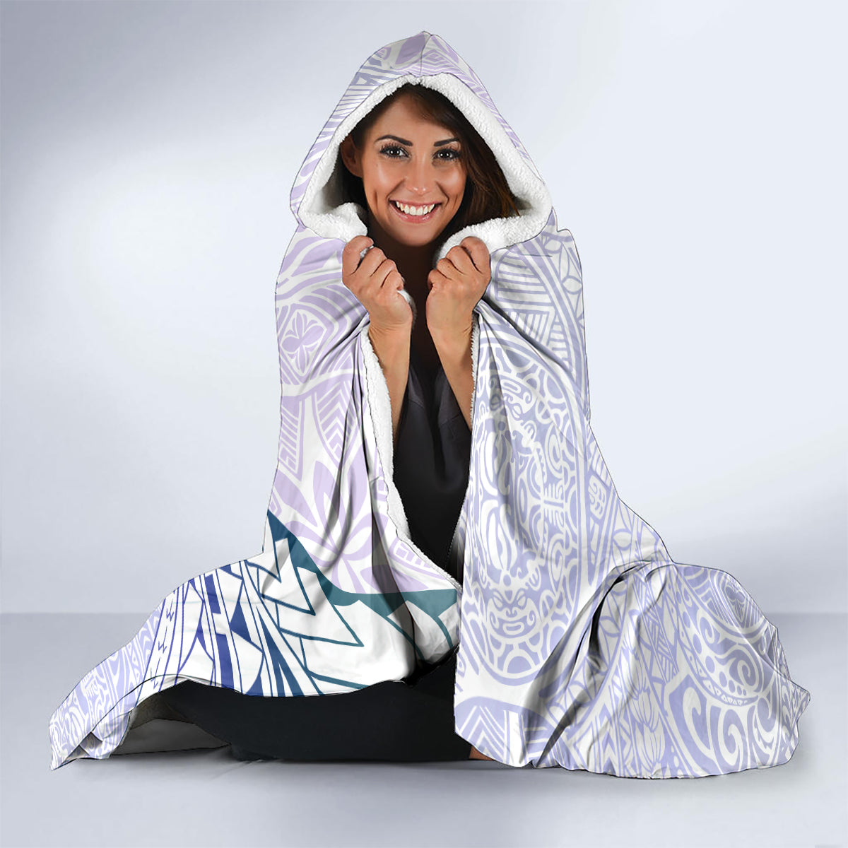 Pasifika Festival Hooded Blanket Tribal Pattern Violet Version LT01 - Polynesian Pride