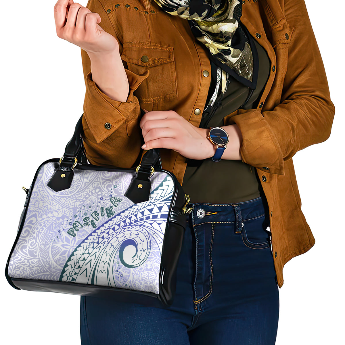 Pasifika Festival Shoulder Handbag Tribal Pattern Violet Version LT01 - Polynesian Pride