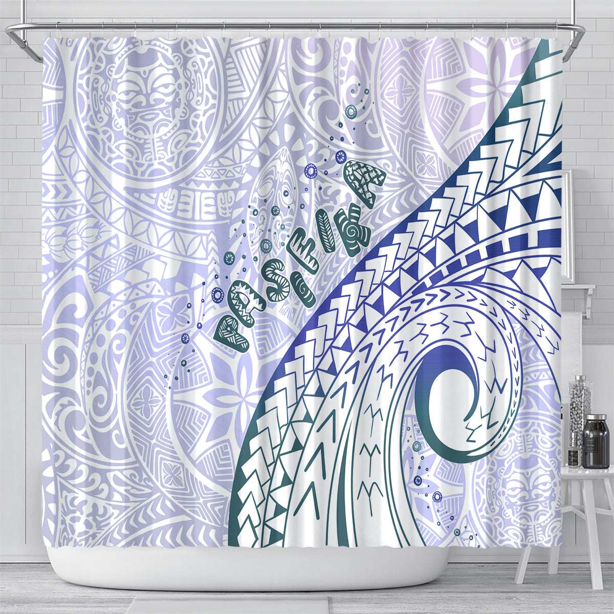 Pasifika Festival Shower Curtain Tribal Pattern Violet Version LT01 - Polynesian Pride