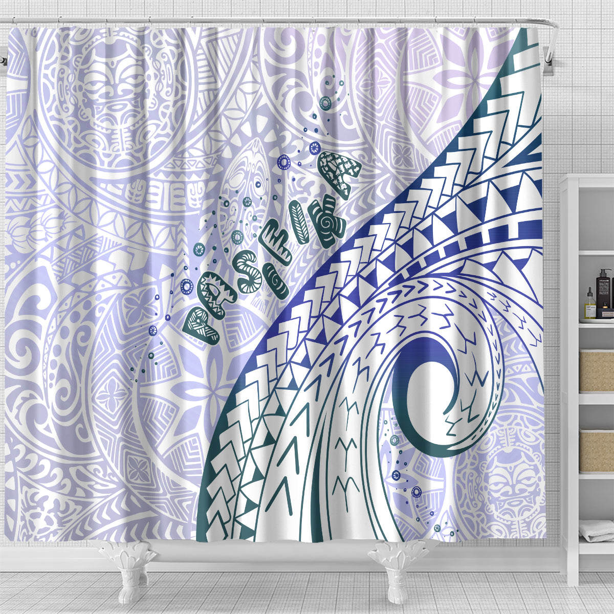 Pasifika Festival Shower Curtain Tribal Pattern Violet Version LT01 - Polynesian Pride