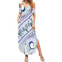 Pasifika Festival Summer Maxi Dress Tribal Pattern Violet Version LT01 Women Purple - Polynesian Pride