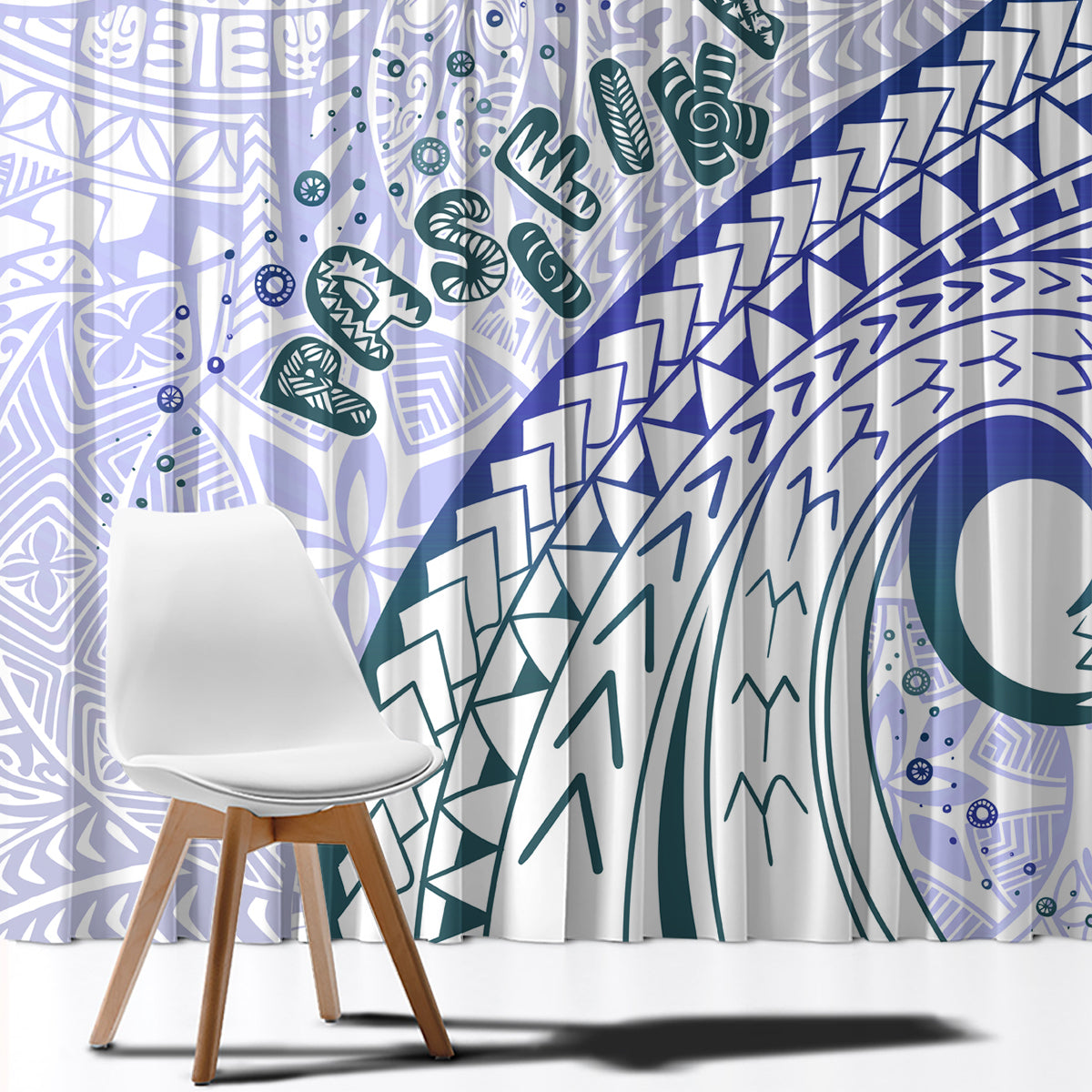 Pasifika Festival Window Curtain Tribal Pattern Violet Version LT01 - Polynesian Pride