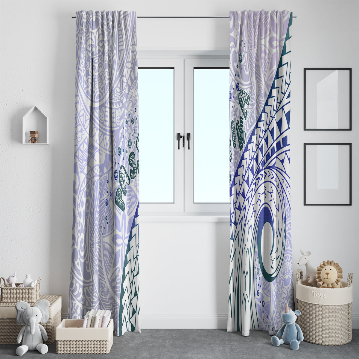 Pasifika Festival Window Curtain Tribal Pattern Violet Version LT01 - Polynesian Pride