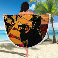 ANZAC Day 2024 Beach Blanket Silver Fern With A Trumpet Soldier LT01 - Polynesian Pride