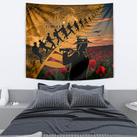 ANZAC Day 2024 Tapestry Silver Fern With A Trumpet Soldier LT01 - Polynesian Pride
