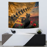 ANZAC Day 2024 Tapestry Silver Fern With A Trumpet Soldier LT01 - Polynesian Pride