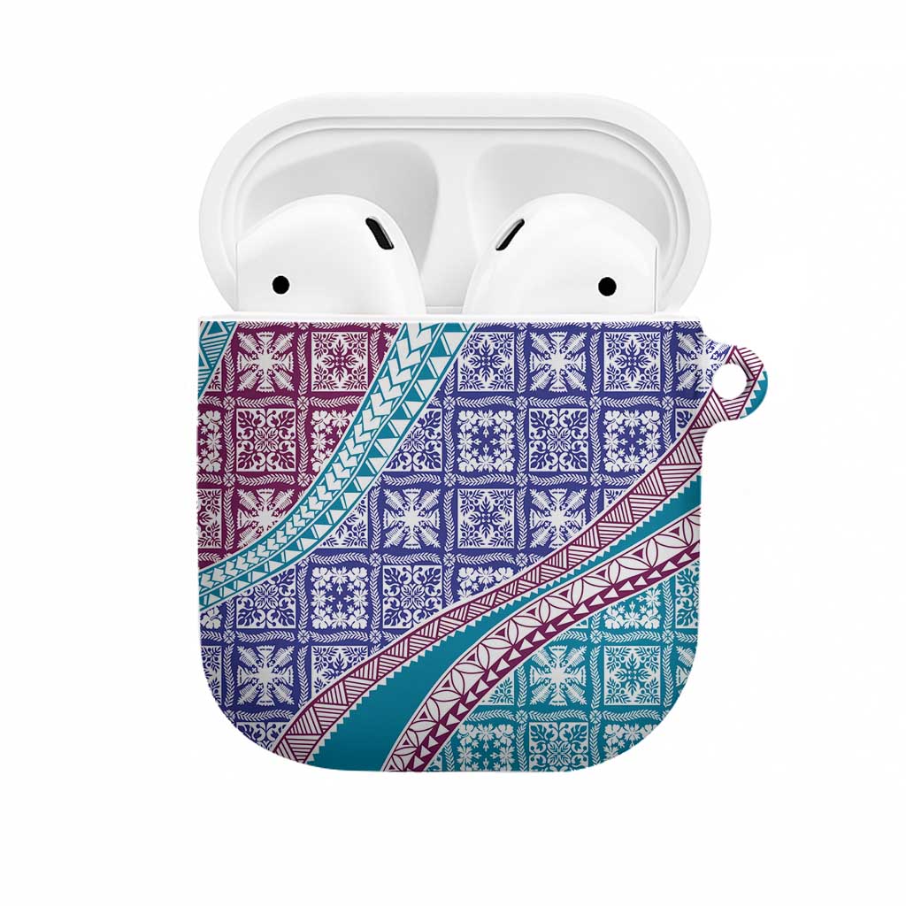 Hawaiian Quilt Pattern AirPods Case Purple Blue Color Mixed LT01 Purple - Polynesian Pride