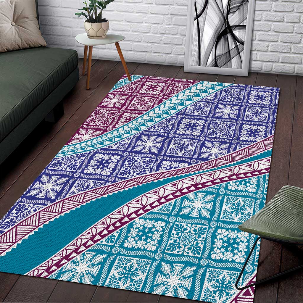 Hawaiian Quilt Pattern Area Rug Purple Blue Color Mixed LT01 Purple - Polynesian Pride