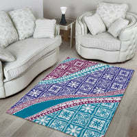 Hawaiian Quilt Pattern Area Rug Purple Blue Color Mixed LT01 - Polynesian Pride