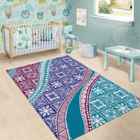 Hawaiian Quilt Pattern Area Rug Purple Blue Color Mixed LT01 - Polynesian Pride