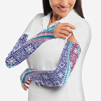 Hawaiian Quilt Pattern Arm Sleeves Purple Blue Color Mixed LT01 - Polynesian Pride