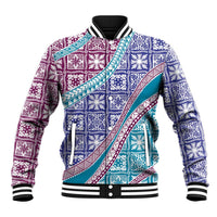 Hawaiian Quilt Pattern Baseball Jacket Purple Blue Color Mixed LT01 Unisex Purple - Polynesian Pride