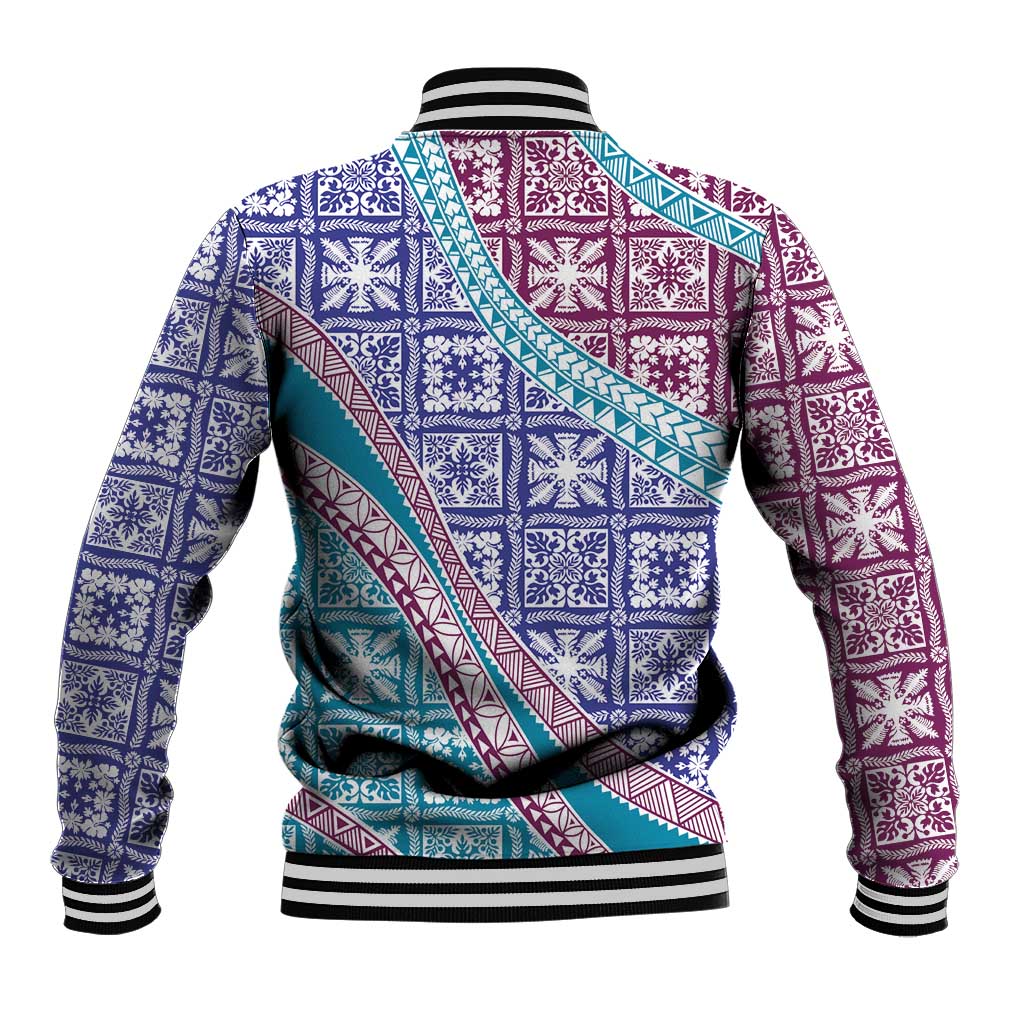 Hawaiian Quilt Pattern Baseball Jacket Purple Blue Color Mixed LT01 - Polynesian Pride
