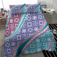 Hawaiian Quilt Pattern Bedding Set Purple Blue Color Mixed LT01 - Polynesian Pride