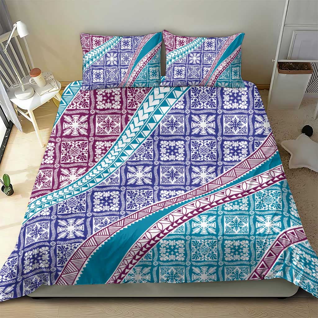 Hawaiian Quilt Pattern Bedding Set Purple Blue Color Mixed LT01 - Polynesian Pride