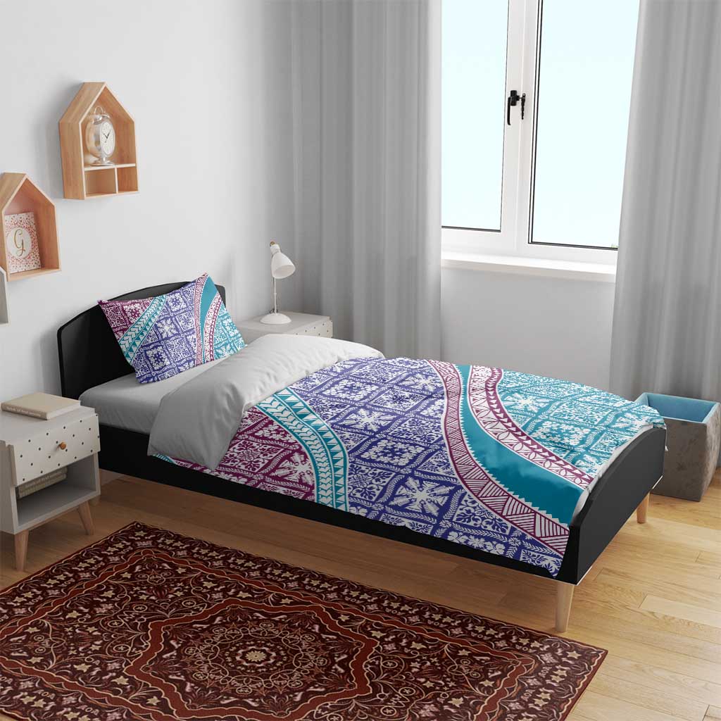 Hawaiian Quilt Pattern Bedding Set Purple Blue Color Mixed LT01 - Polynesian Pride