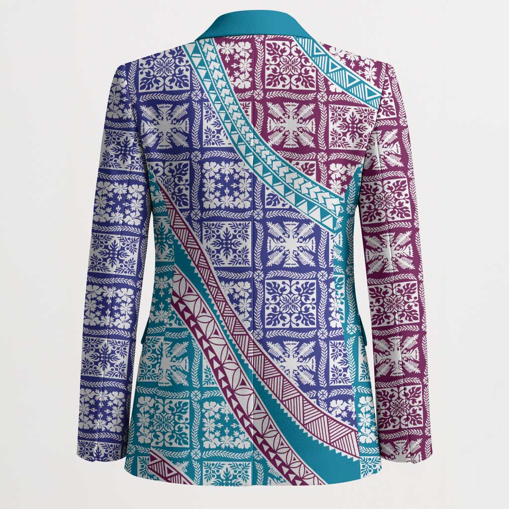 Hawaiian Quilt Pattern Blazer Purple Blue Color Mixed LT01 - Polynesian Pride