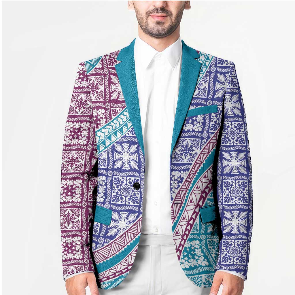 Hawaiian Quilt Pattern Blazer Purple Blue Color Mixed LT01 - Polynesian Pride