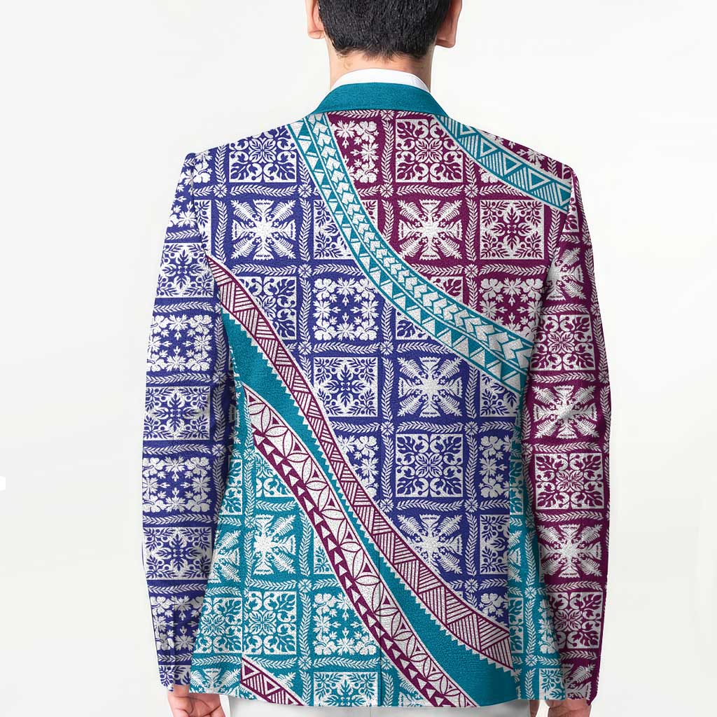 Hawaiian Quilt Pattern Blazer Purple Blue Color Mixed LT01 - Polynesian Pride