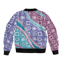 Hawaiian Quilt Pattern Bomber Jacket Purple Blue Color Mixed LT01 - Polynesian Pride