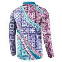 Hawaiian Quilt Pattern Button Sweatshirt Purple Blue Color Mixed LT01 - Polynesian Pride