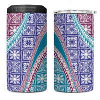 Hawaiian Quilt Pattern 4 in 1 Can Cooler Tumbler Purple Blue Color Mixed LT01 One Size: 16 oz Purple - Polynesian Pride