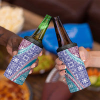 Hawaiian Quilt Pattern 4 in 1 Can Cooler Tumbler Purple Blue Color Mixed LT01 - Polynesian Pride