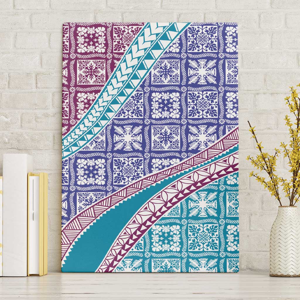 Hawaiian Quilt Pattern Canvas Wall Art Purple Blue Color Mixed LT01 Without Frame Purple - Polynesian Pride