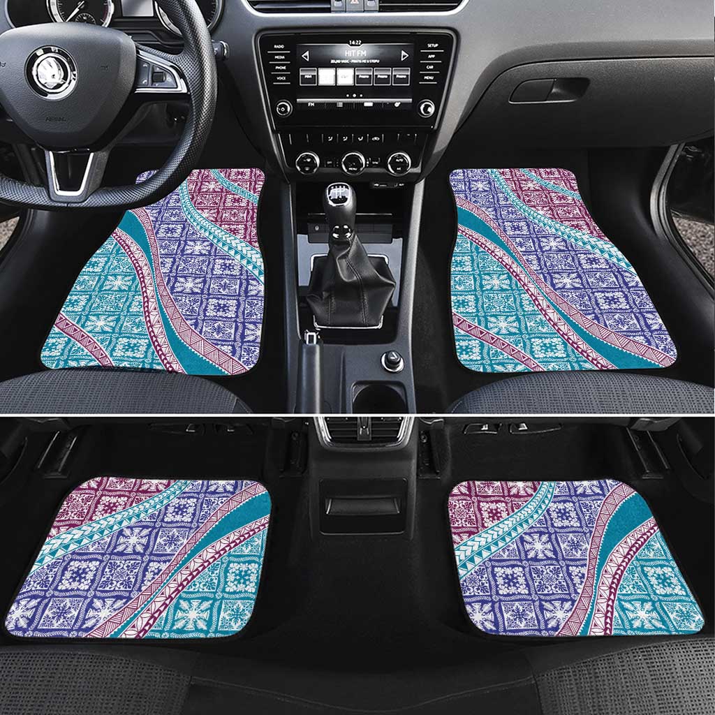 Hawaiian Quilt Pattern Car Mats Purple Blue Color Mixed LT01 Set 4pcs Purple - Polynesian Pride