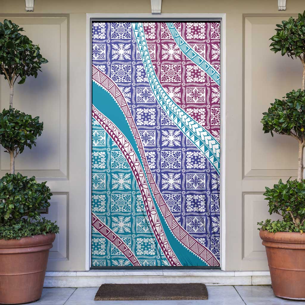 Hawaiian Quilt Pattern Door Cover Purple Blue Color Mixed LT01 Purple - Polynesian Pride