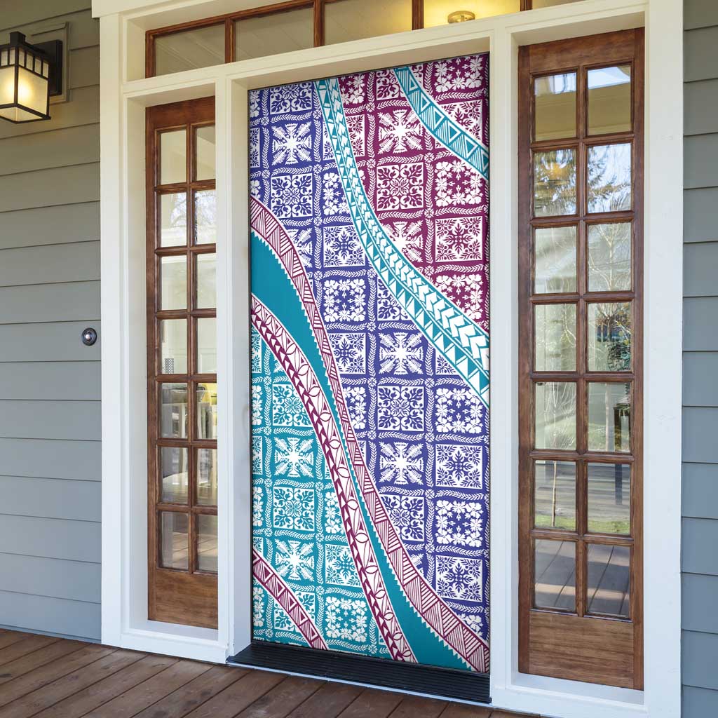Hawaiian Quilt Pattern Door Cover Purple Blue Color Mixed LT01 - Polynesian Pride