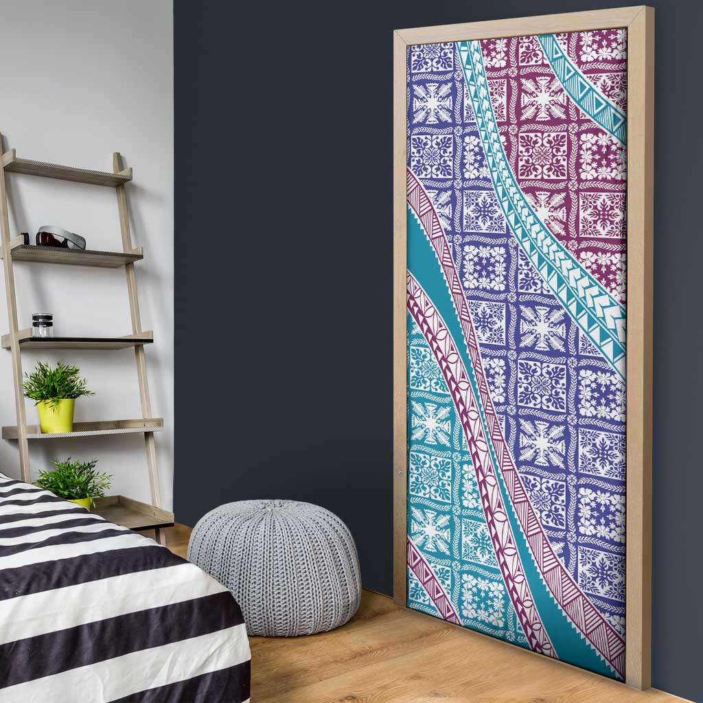 Hawaiian Quilt Pattern Door Cover Purple Blue Color Mixed LT01 - Polynesian Pride