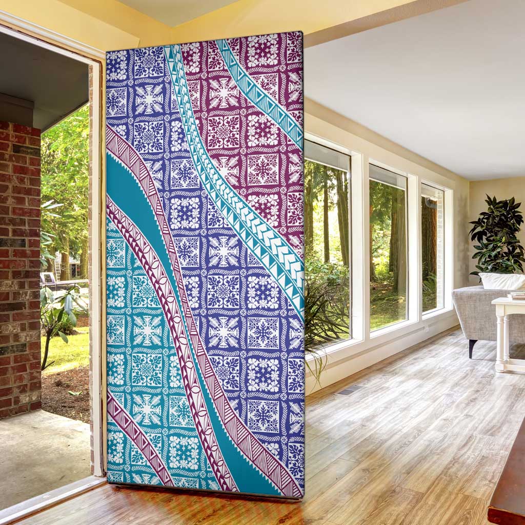 Hawaiian Quilt Pattern Door Cover Purple Blue Color Mixed LT01 - Polynesian Pride