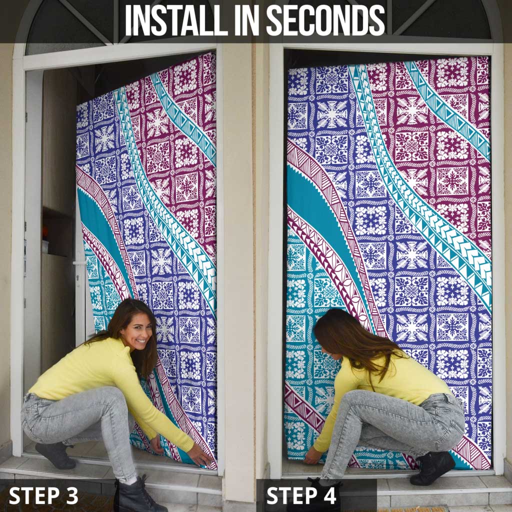 Hawaiian Quilt Pattern Door Cover Purple Blue Color Mixed LT01 - Polynesian Pride