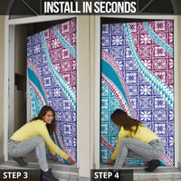 Hawaiian Quilt Pattern Door Cover Purple Blue Color Mixed LT01 - Polynesian Pride