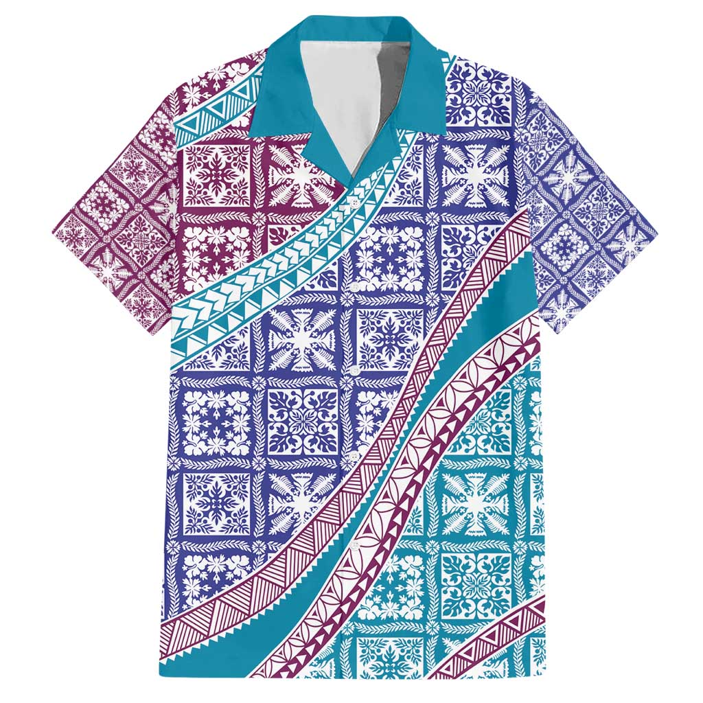 Hawaiian Quilt Pattern Hawaiian Shirt Purple Blue Color Mixed LT01 Purple - Polynesian Pride