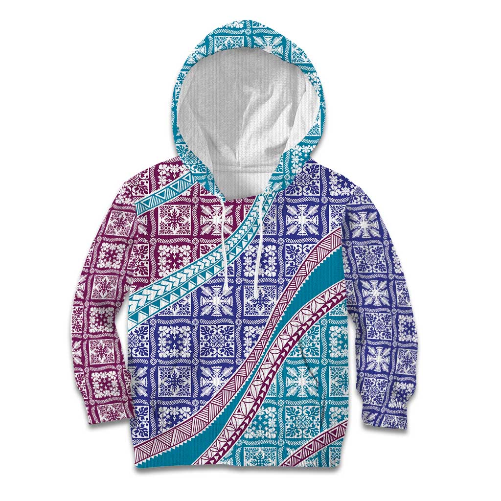 Hawaiian Quilt Pattern Kid Hoodie Purple Blue Color Mixed LT01 Hoodie Purple - Polynesian Pride