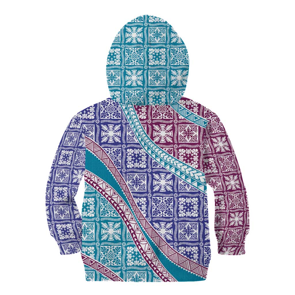 Hawaiian Quilt Pattern Kid Hoodie Purple Blue Color Mixed LT01 - Polynesian Pride