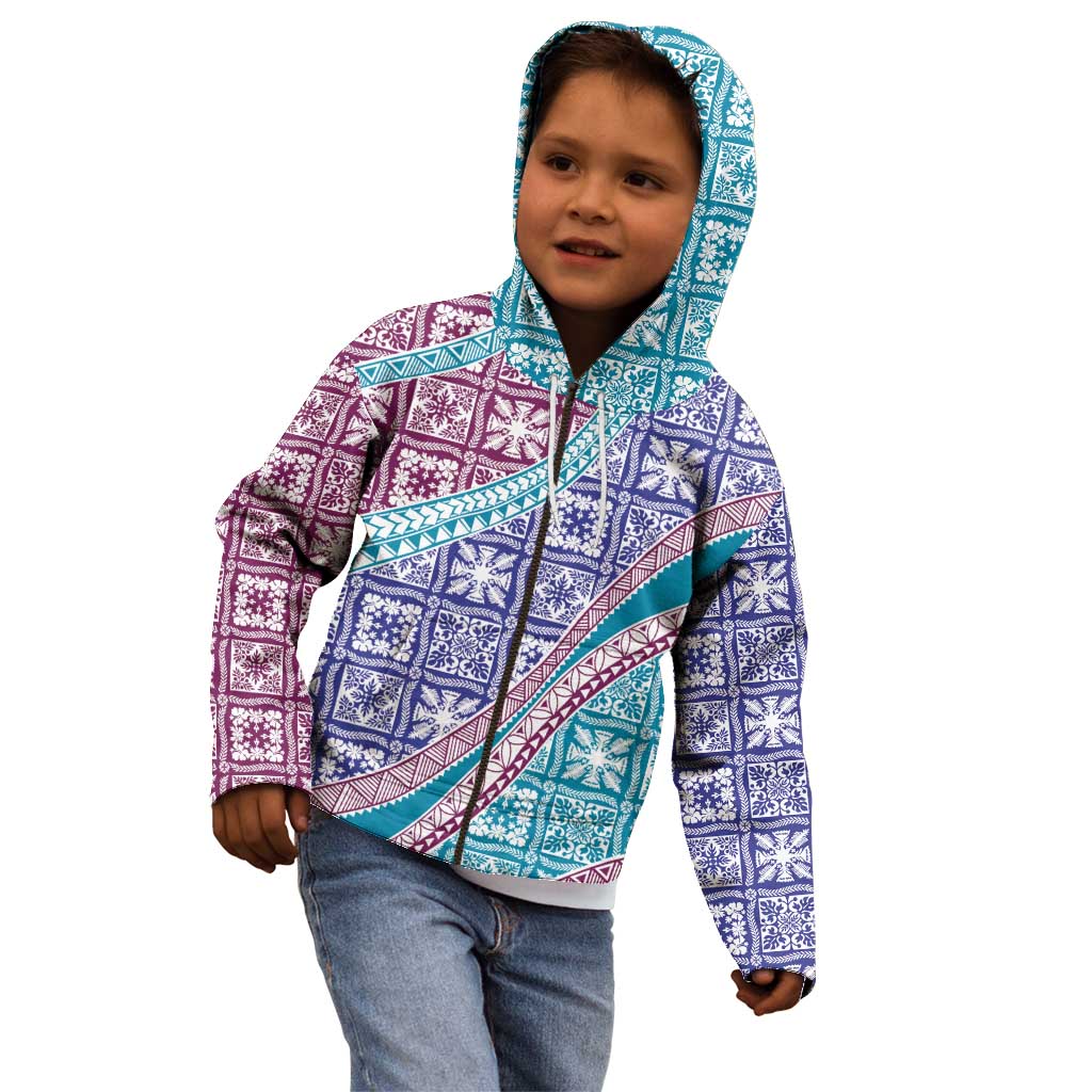 Hawaiian Quilt Pattern Kid Hoodie Purple Blue Color Mixed LT01 - Polynesian Pride