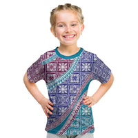 Hawaiian Quilt Pattern Kid T Shirt Purple Blue Color Mixed LT01 Purple - Polynesian Pride