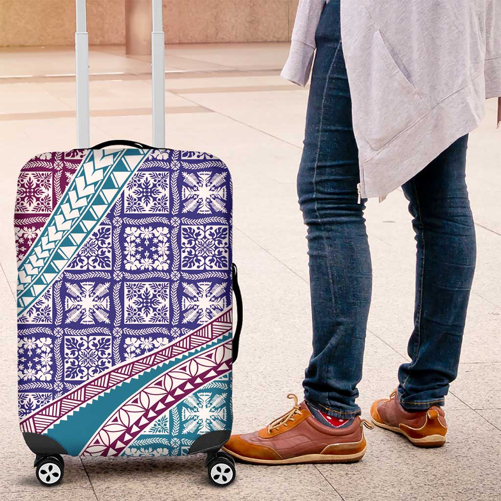 Hawaiian Quilt Pattern Luggage Cover Purple Blue Color Mixed LT01 Purple - Polynesian Pride