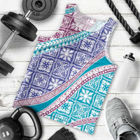 Hawaiian Quilt Pattern Men Tank Top Purple Blue Color Mixed LT01 - Polynesian Pride