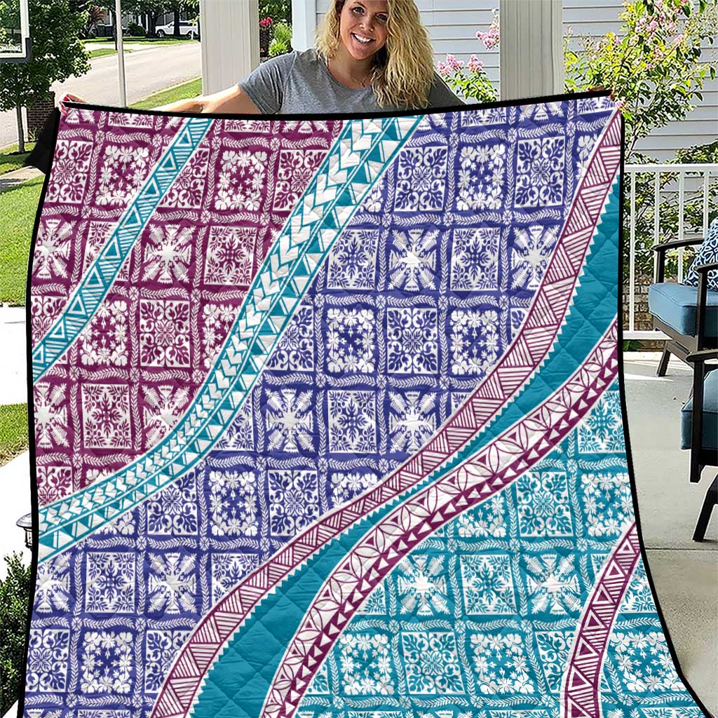 Hawaiian Quilt Pattern Quilt Purple Blue Color Mixed LT01 Purple - Polynesian Pride