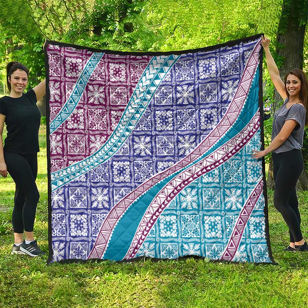 Hawaiian Quilt Pattern Quilt Purple Blue Color Mixed LT01 - Polynesian Pride
