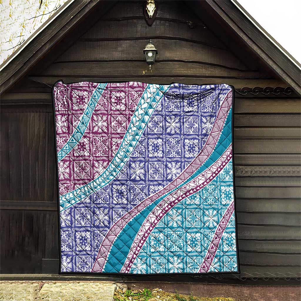 Hawaiian Quilt Pattern Quilt Purple Blue Color Mixed LT01 - Polynesian Pride