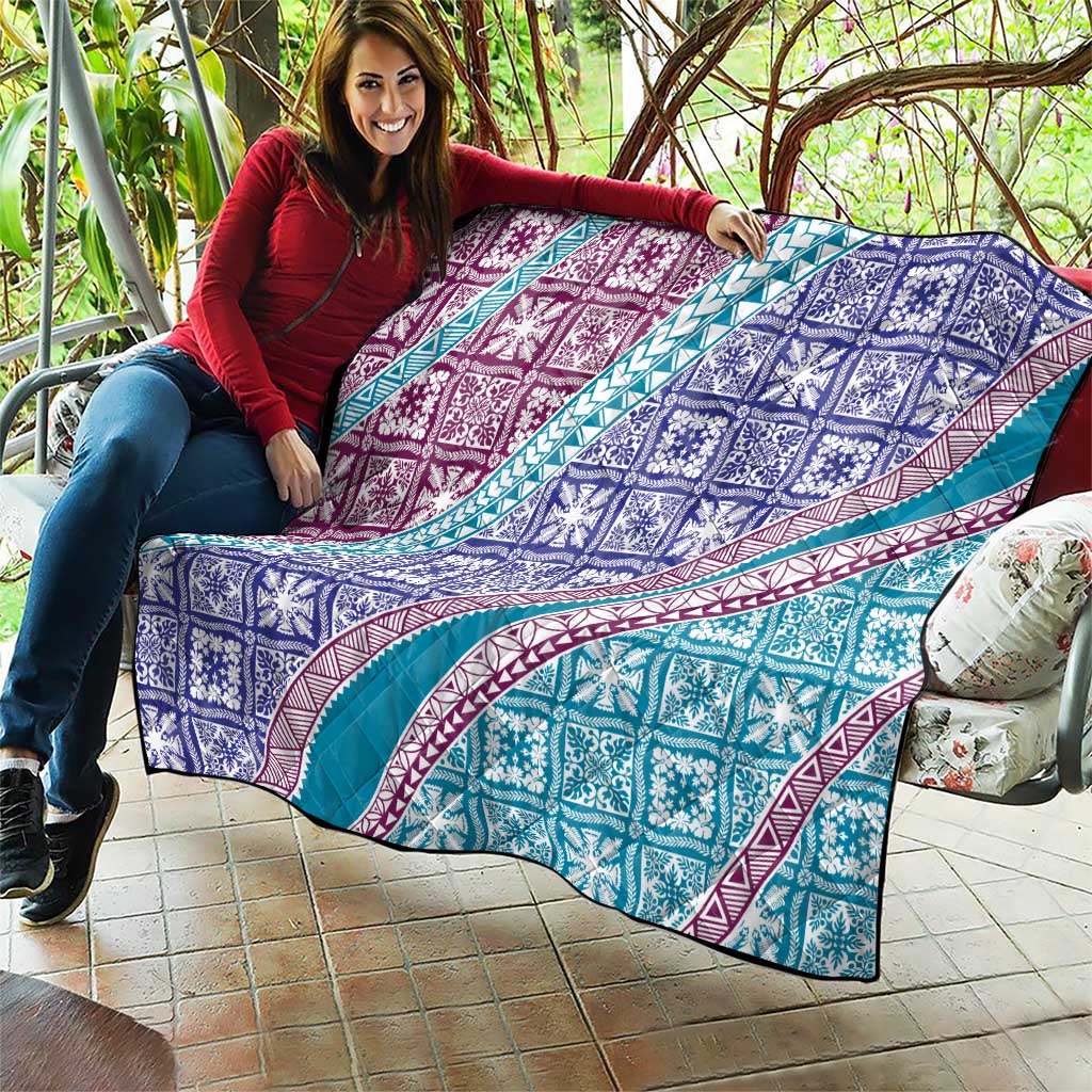 Hawaiian Quilt Pattern Quilt Purple Blue Color Mixed LT01 - Polynesian Pride