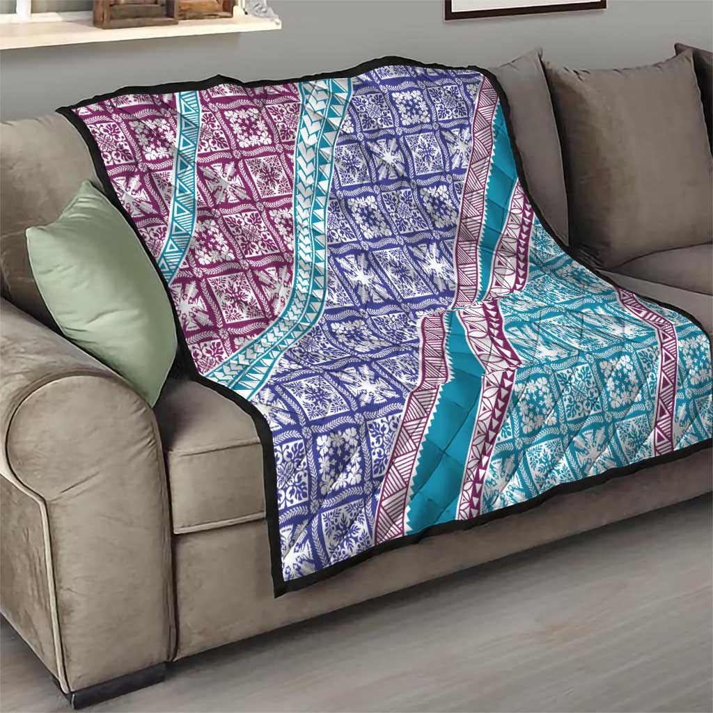 Hawaiian Quilt Pattern Quilt Purple Blue Color Mixed LT01 - Polynesian Pride