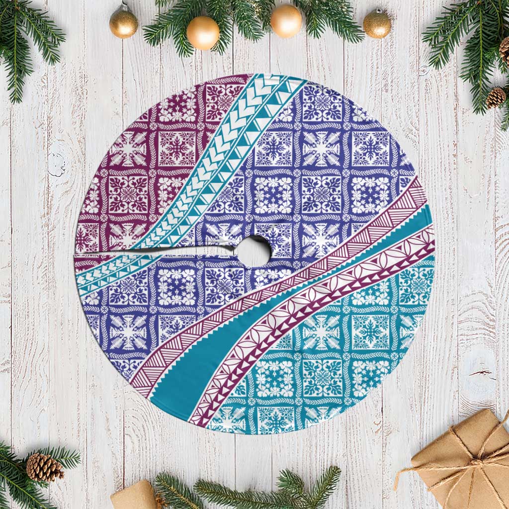 Hawaiian Quilt Pattern Tree Skirt Purple Blue Color Mixed LT01 Casual Purple - Polynesian Pride